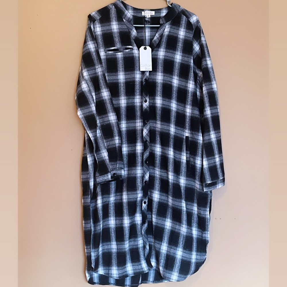 Black and grey Plaid shirt dress